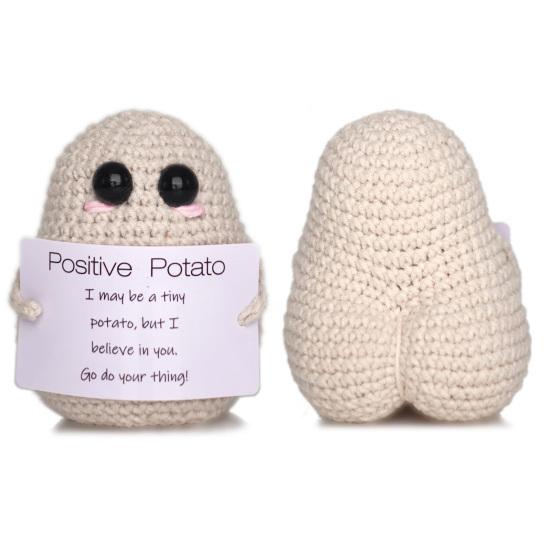 Potato Doll Cute Handmade Crochet Doll Positive Emotional Support Doll Ornament Home Desk Decoration