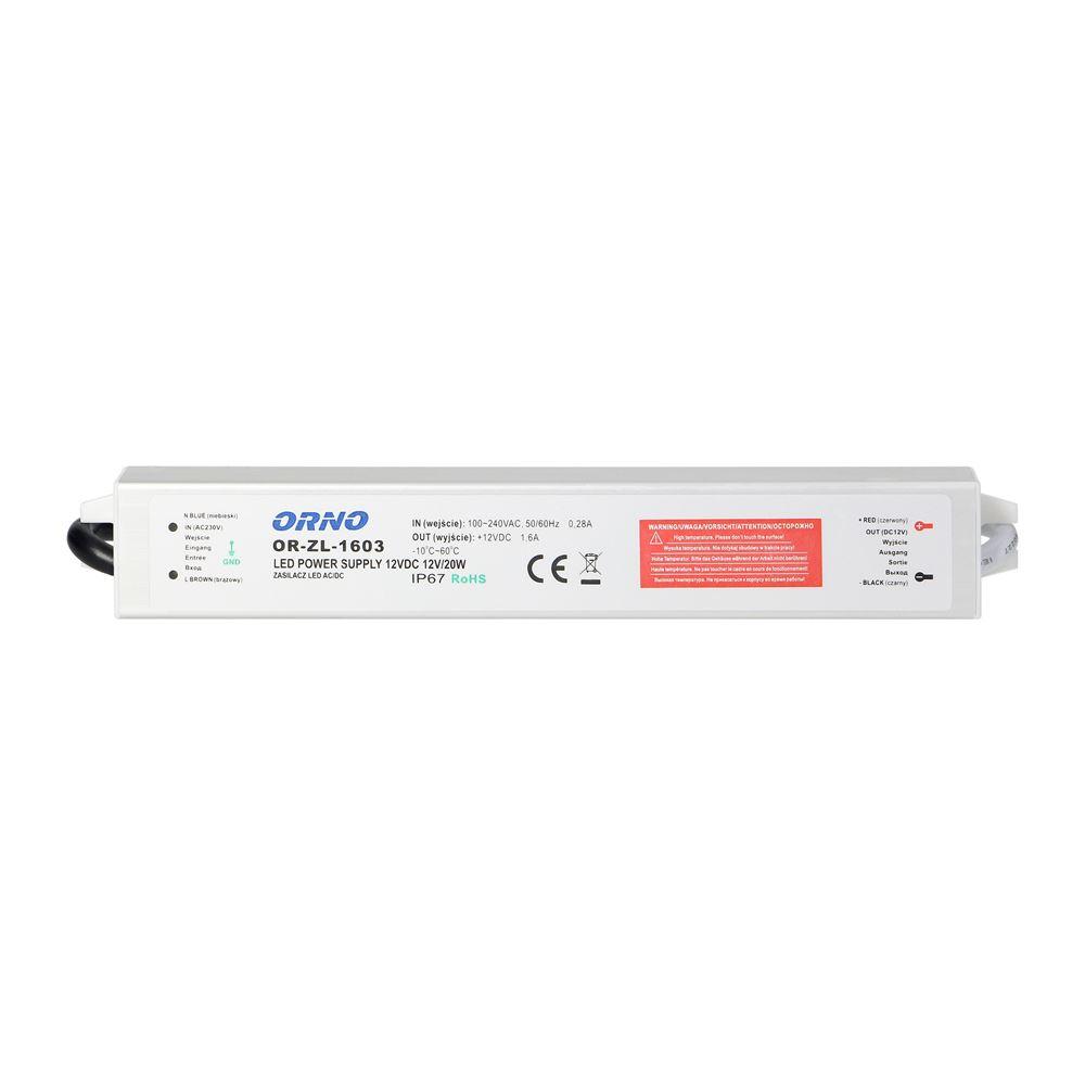 Zasilacz Led Płaski 20W 12V Dc Ip67 - Or-Zl-1603
