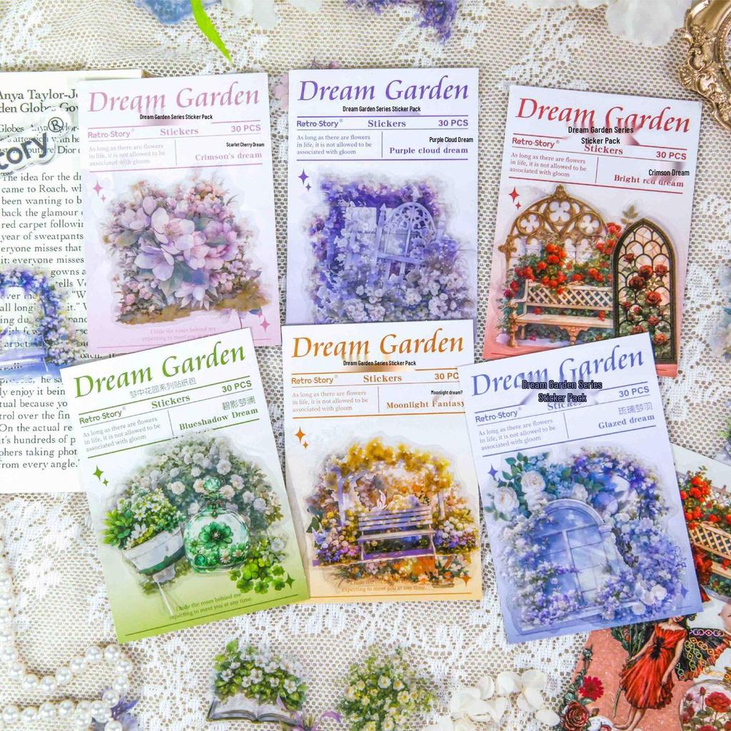 RetroStory Dream Garden Floral Sticker Pack for DIY Crafts and Creative Journals