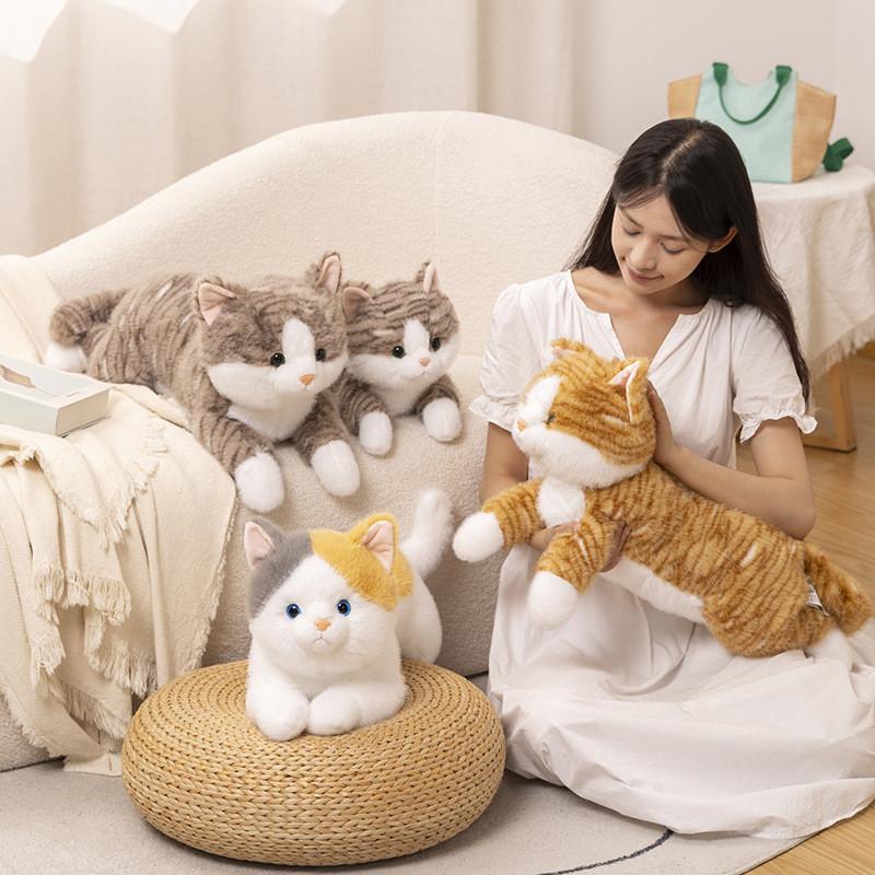 Charming Realistic Cat Plush Toy Cute Kitten Figure Ideal For Creative Giving Gift