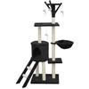 JIPSY Black Cat Tree 79 X 34 X 138 Cm - 3 Platforms, 1 Perch, 1 Kennel, 1 Staircase, Scratching Posts
