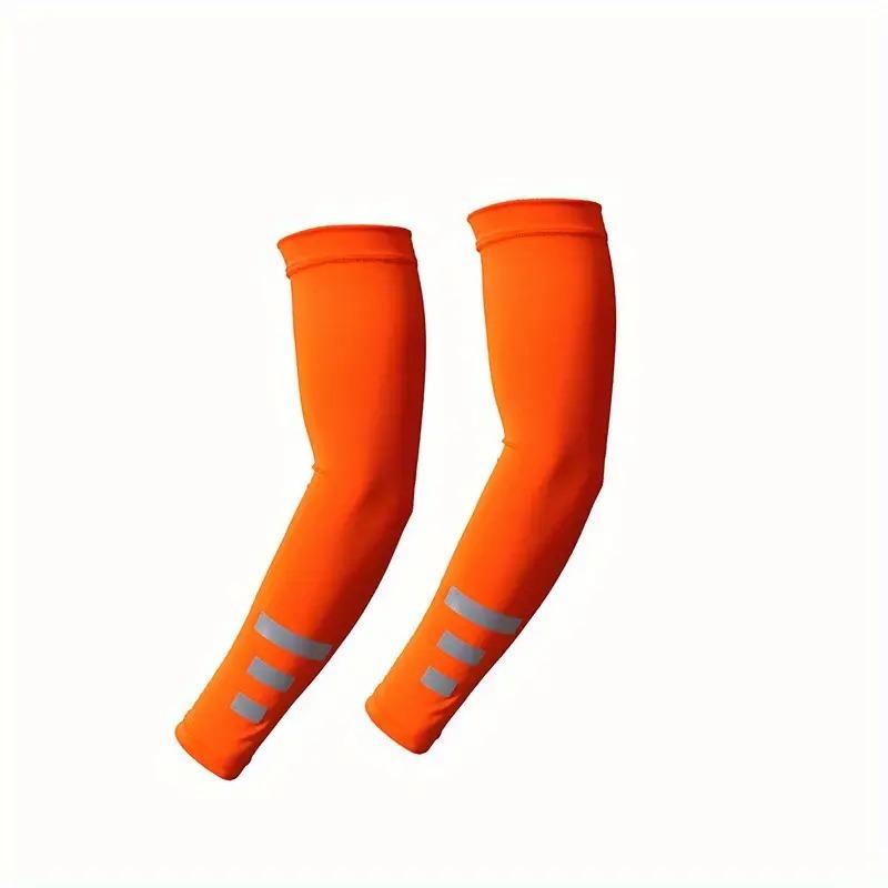 2Pcs Summer Outdoor Sun Protection Arm Sleeves Quick-drying Breathable Night Running Cycling Reflective Ice Silk Sleeves