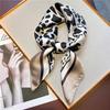 Luxury Brand Women Leopard Print Square Hijab Scarf Soft Satin Silk-like Small Neck Scarf Stylish Casual Headscarf