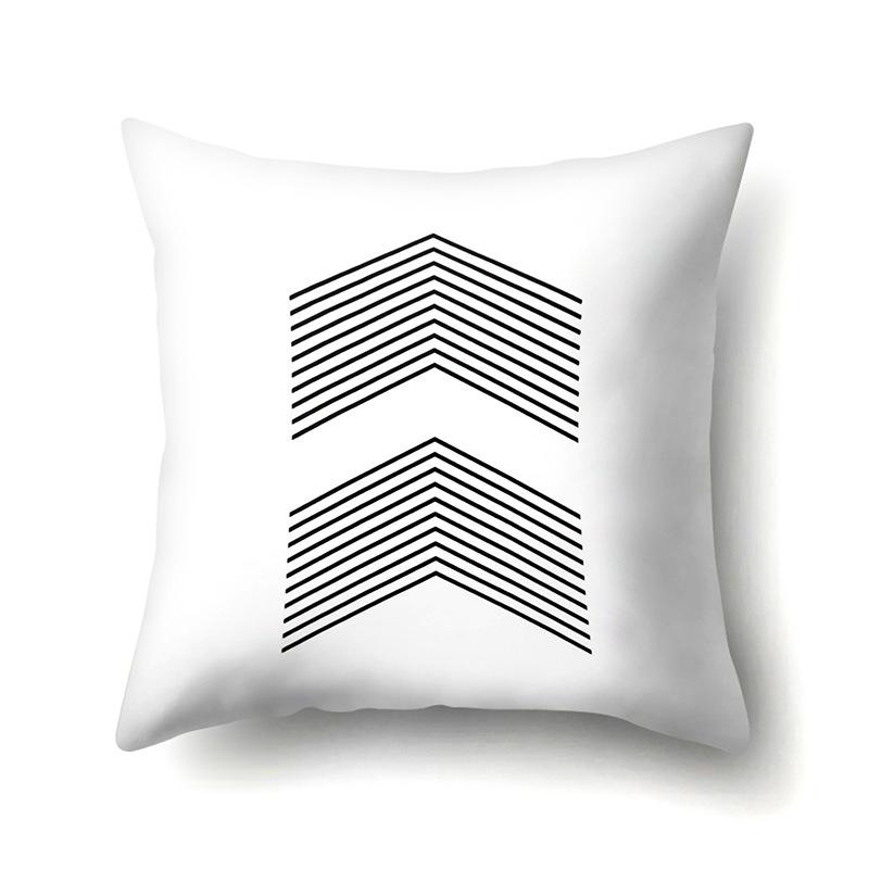 Polyester Pillowcase Peach Leather Velvet Black and White Geometric Printed Pillowcase Waist Cushion Cover Bedside Cushion Cover Bedside Cushion Cover