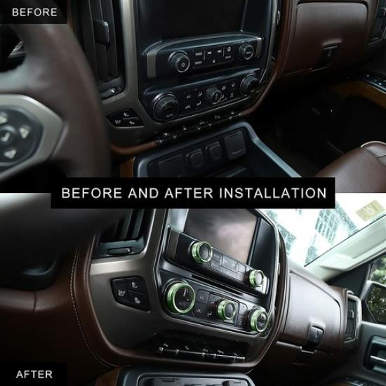 Green Central Control Radio AC Knobs Switch Button For 2014-2018 Chevy Silverado