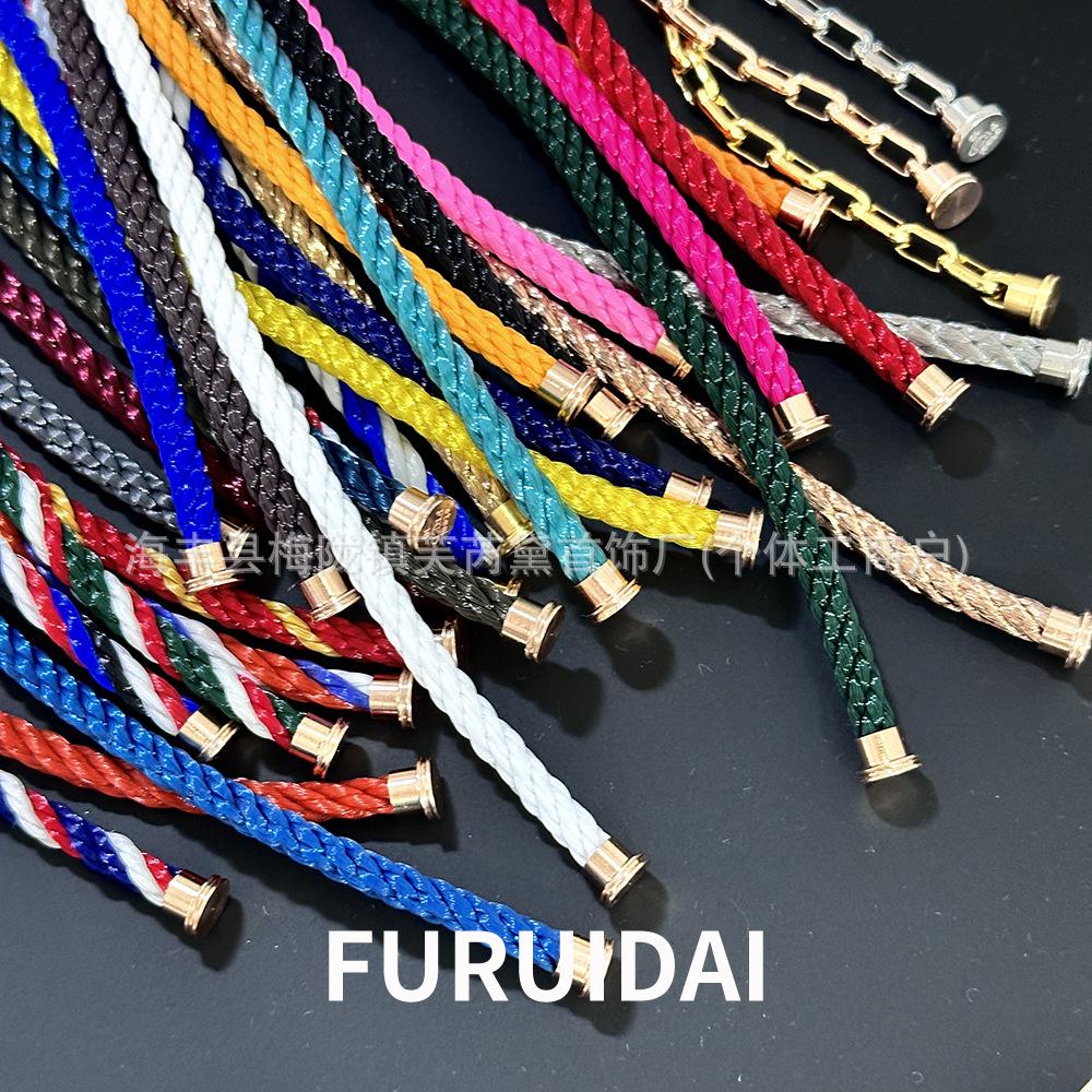 Fei Family Year of the Horse Diamond Horseshoe Buckle 8-Shaped Bracelet - Unisex, Versatile DIY Hand Rope for Couples