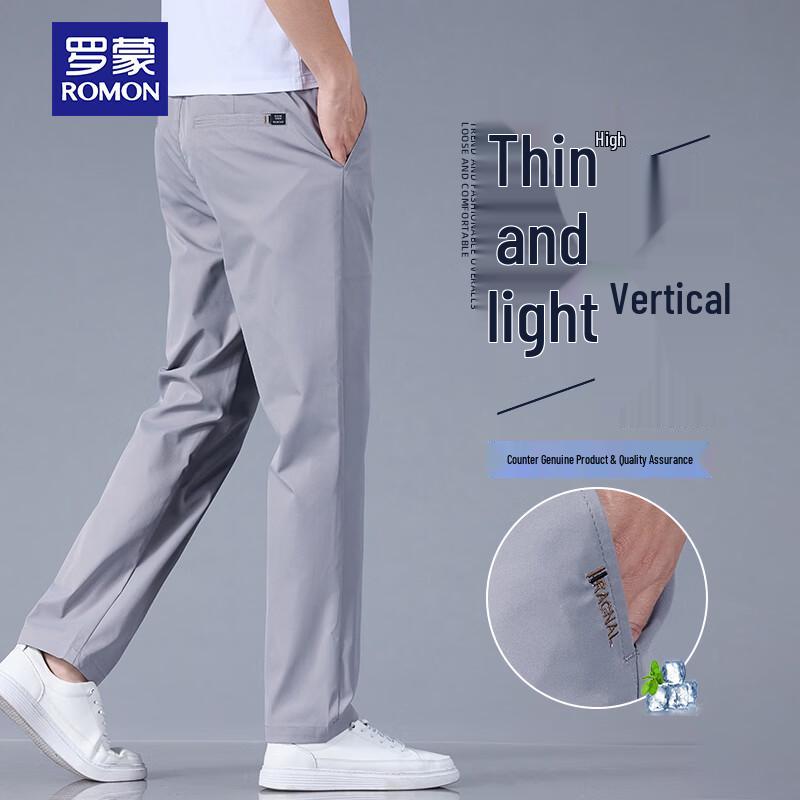 

ROMON Men s Summer Lightweight Premium Slim-Fit Straight-Leg Casual Pants 30