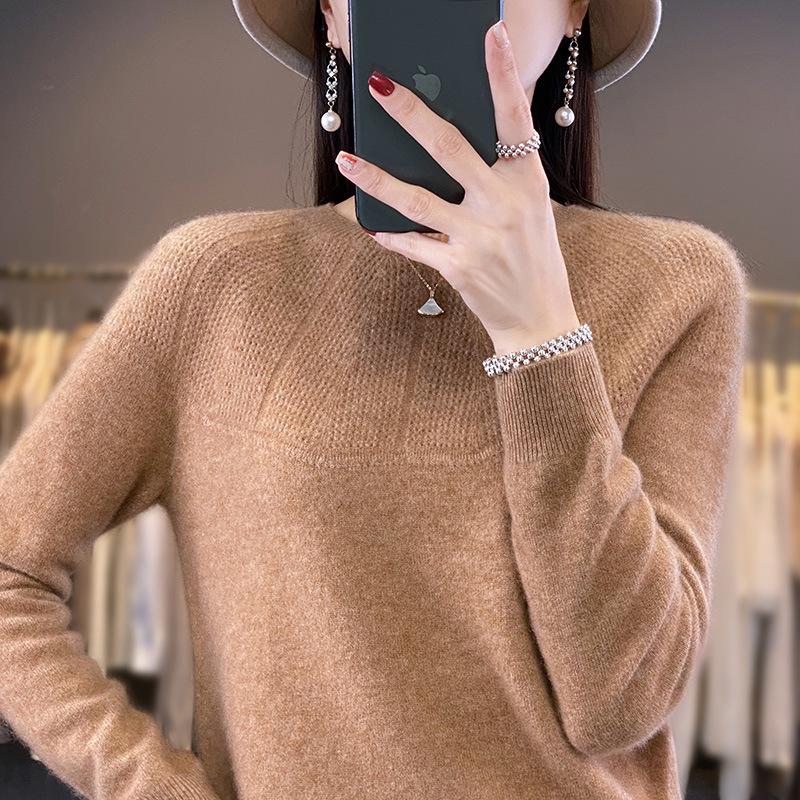 2023 Autumn/Winter Knit Round Neck Solid Color Versatile Pullover Sweater