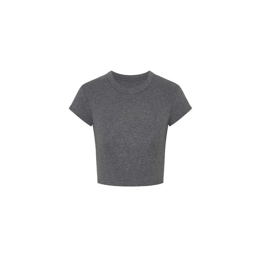 Spicy American Girl Round Neck Short Sleeve Crop Top - Slim Fit, Chic High Waist, Summer Style