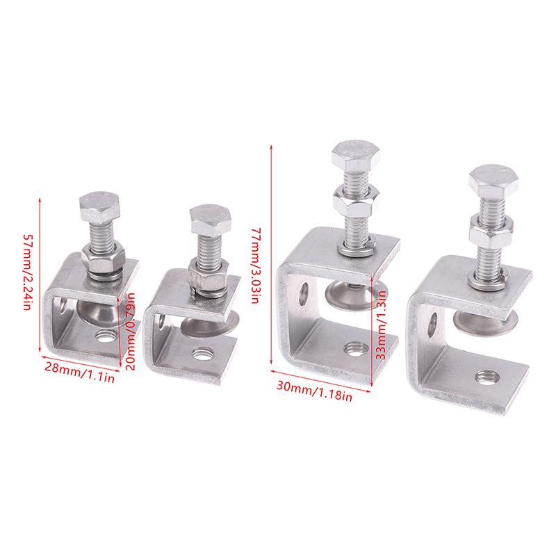 2/4 Bucăți Cleme Tip C din Oțel Inoxidabil Maxilar Rezistent la Coroziune Anti-Rugină Șurub de Poziționare Reglabil Pentru Suporturi Fixe de Birou