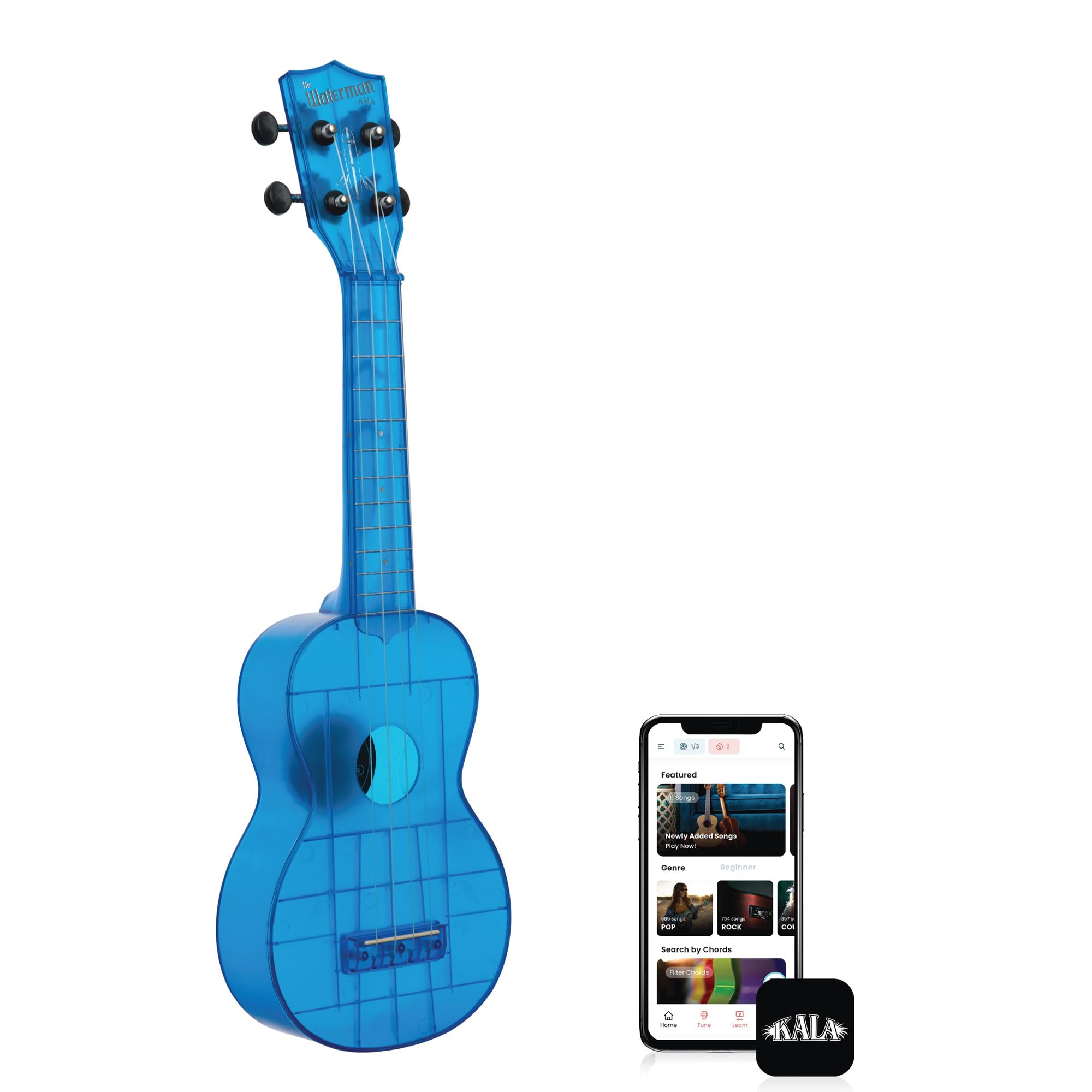 

KALA Ukulele The Waterman Sea Glass Collection Soprano Clear Color Cobalt Blue сумка KA-WMT-BL-S [сумка включена] []