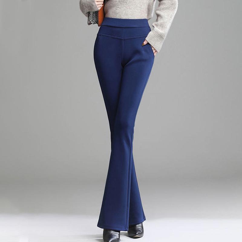 Buy Women Flare Pants Thicken Fleece 