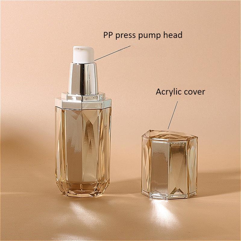 Acrylic Diamond Set Bottle Cosmetic 30/50/100ml Press Essence Lotion Dispensing Bottle 15/30/50g Acrylic Cream Bottle