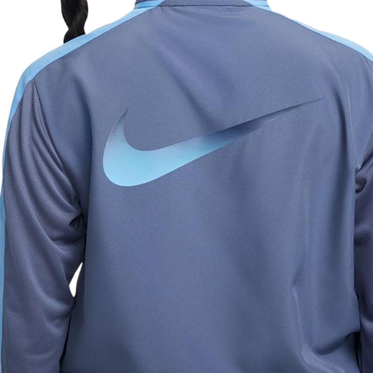 Nike Logo Printed Stand Collar Zip Long Sleeve Jacket Women jackets Light-Blue DX1038-491