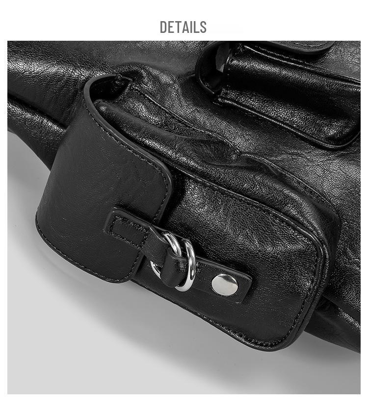 2024 Retro Multi-Pocket PU Motorcycle Shoulder Bag - Large Capacity Punk Style Handbag for Women