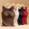 U Neck Seamless Camisole Fixed Cup Velvet Camisole Comfortable Thermal Vest  Single Wear