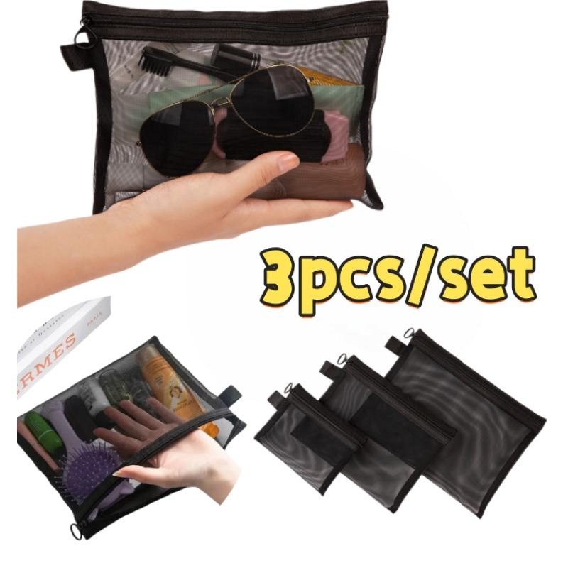 1/3 stücke Mesh Klar Kosmetik Taschen Kleine Große Schwarze Make-Up Tasche Tragbare Reise Kulturbeutel Organizer Fall Lippenstift Lagerung Tasche