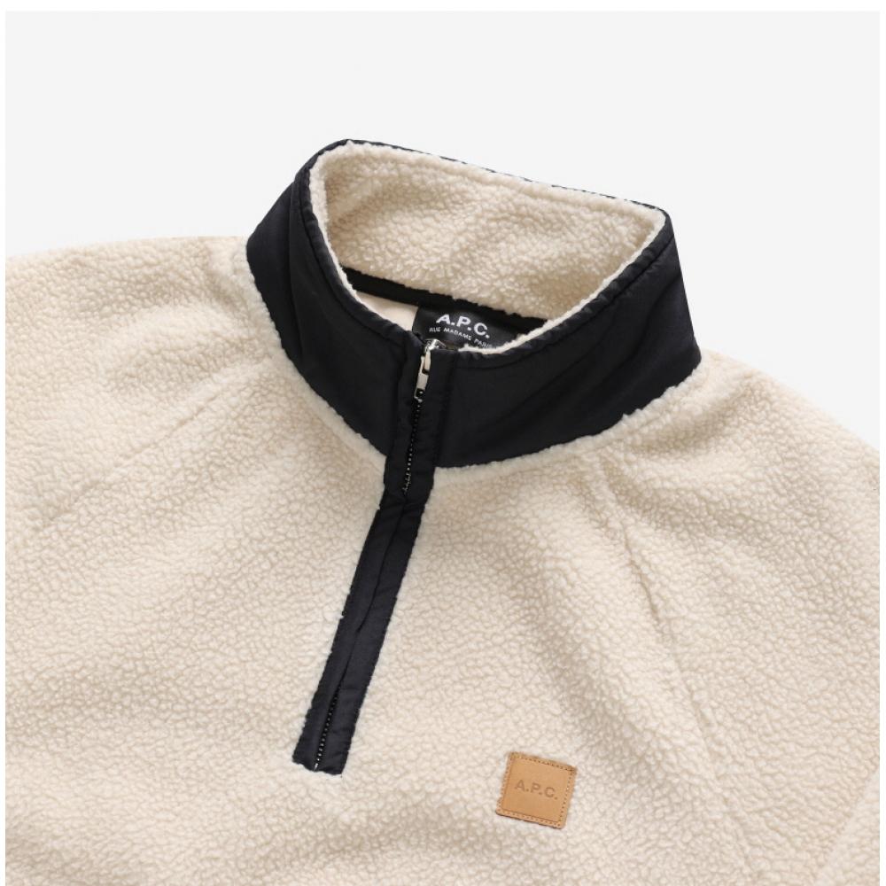 Apesse Psaif M27845 Aad Ecru Island Island Fleece Halvdragkedja Vanlig Ärm T-shirt