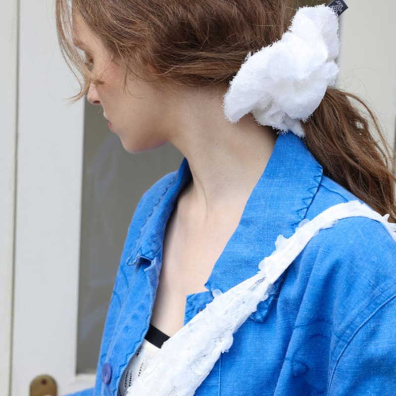 voor Lace Flower Scrunchie_Large_White