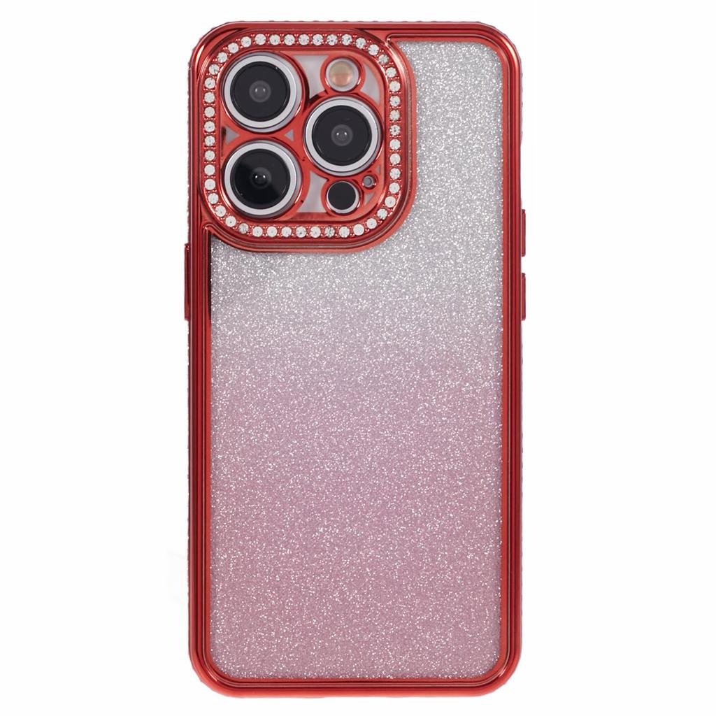 For iPhone 13 Pro Max 6.7 inch TPU Case Rhinestones Decorated Gradient Back Phone Cover