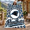 Carolina Panthers Custom Name Flannel Blanket Personalized Soft Warm Plush Throw Blanket Customized Gift for Family Friends
