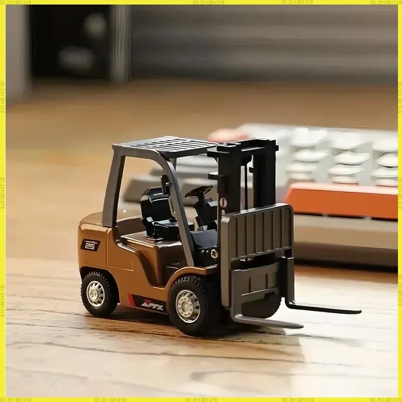 New 1/64 Remote-Controlled Alloy Forklift Engineering Vehicle Tabletop Toys Model Collection Birthday Gift For Girls Boys