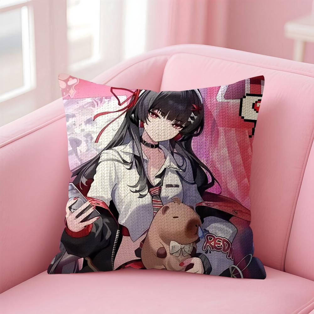 Game Wuthering Waves Chisa Cushion Cover Natural Linen Pillow Case DoubleSided Print Decorative Sofa Pillowcase Home Decor Gift 30x30cm