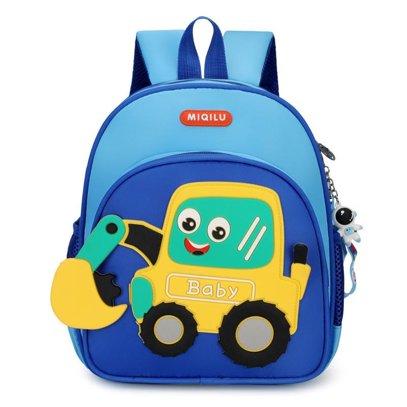 Construction Equipment Kids Backpack With Breathable Material And Cartoon Excavator For Early School