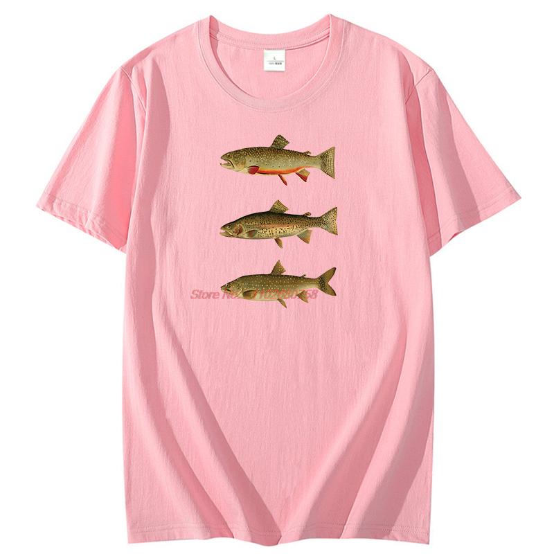 Vintage Lake Trout Rainbow Trout And Brook Trout Graphic T Shirts Cotton Short Sleeve Tshirts Unisex New Shirts And Tshirts