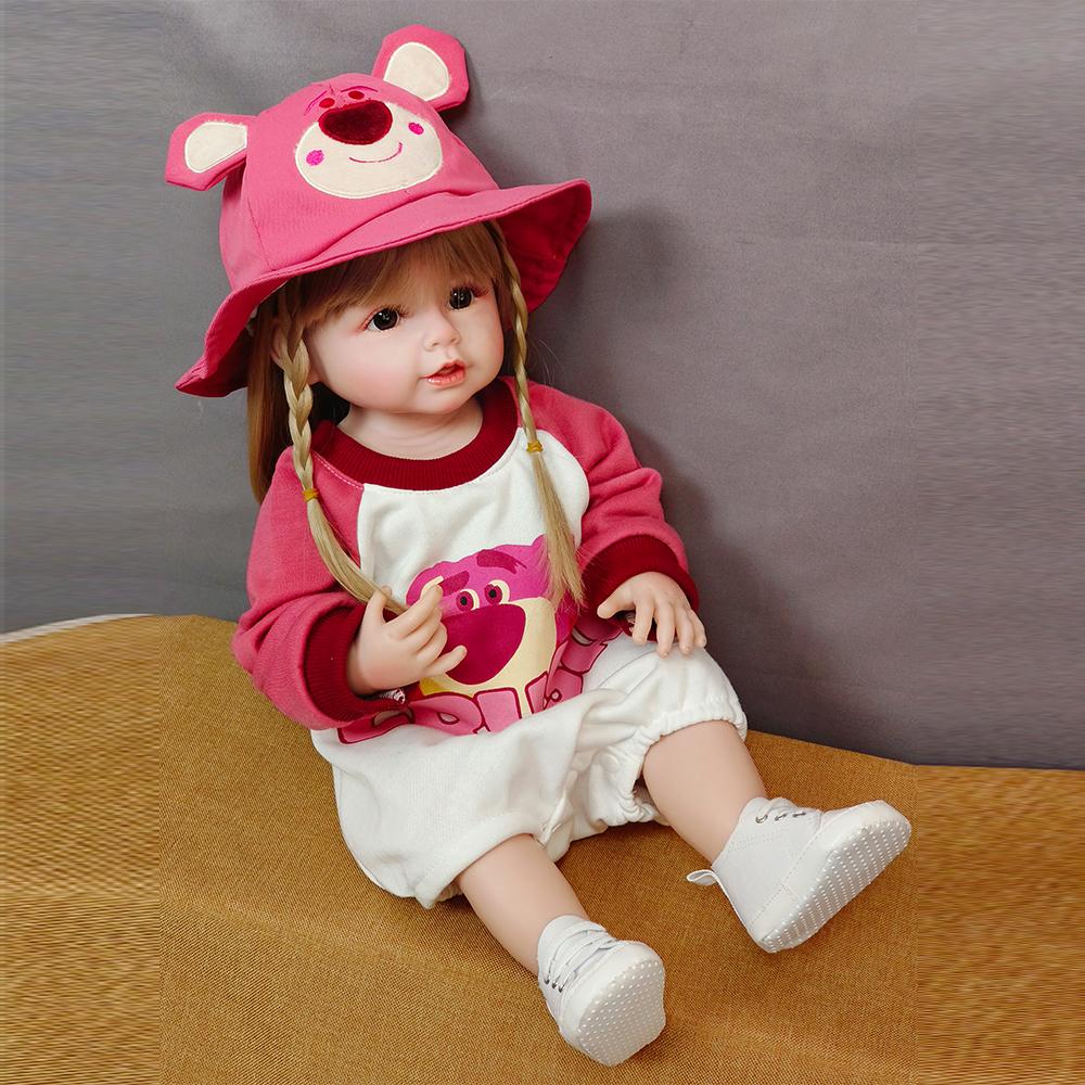 55 cm Reborn Toddler Girl Doll Moale întregul corp din silicon Păpușă realistă prințesă nou-născută Jucărie de baie cu atingere reală pentru cadouri pentru copii