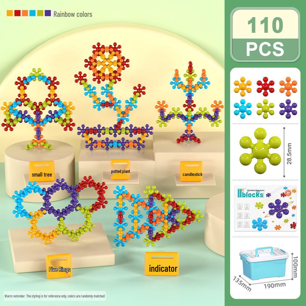 3D Stereo Plum Blossom Building Blocks – Rotating Snowflake Interlocking Educational Toys for Children