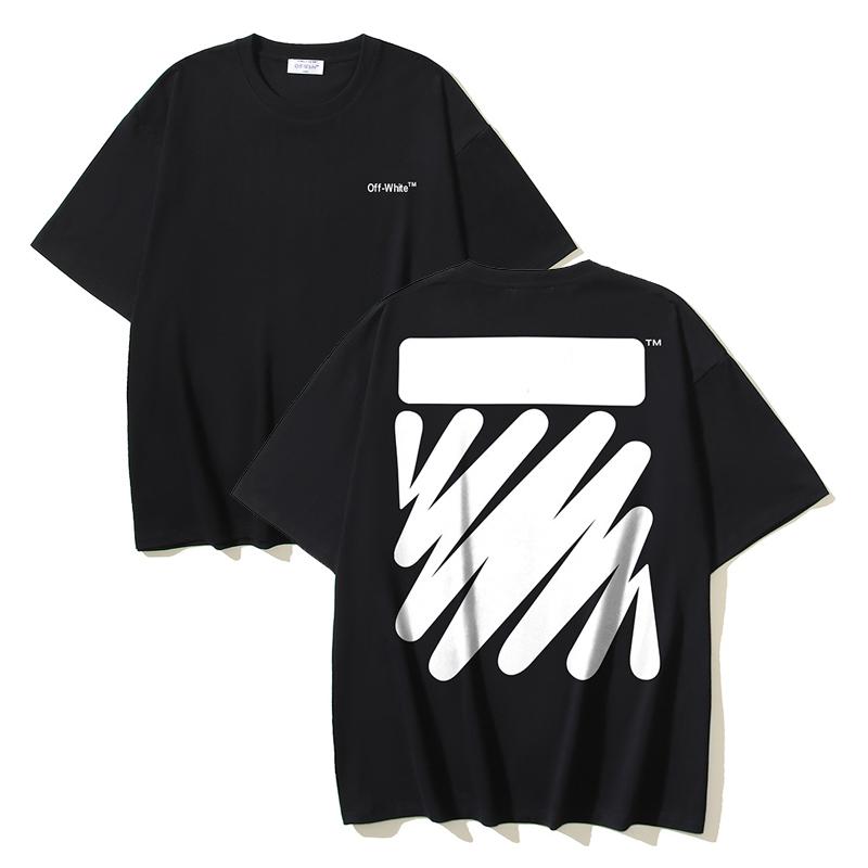 1189 Off-White 2025 Summer New Wave Stripe Pattern Printed Short Sleeved T-shirt for Men and Women