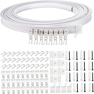 Kit Binari per Tende da Soffitto da 5 Metri con Rulli Ganci e Staffe Binari Flessibili Pieghevoli Accessori per Decorazioni Domestiche