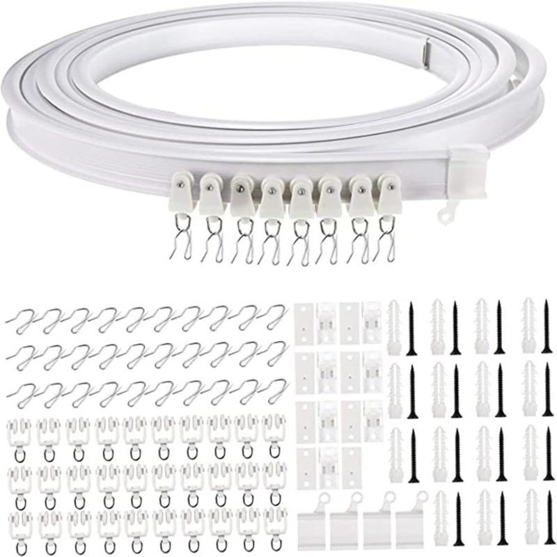 

Комплекты потолочных карнизов длиной 5 метров с роликами, крючками и кронштейнами, гибкие сгибаемые направляющие, аксессуары для домашнего декора белый