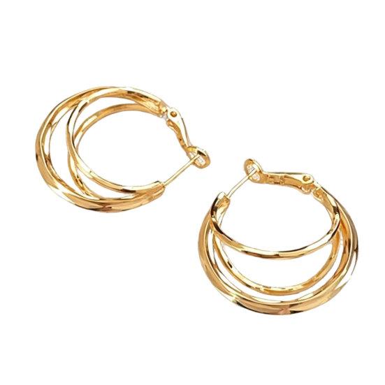 1 Pair Gold/Silver Hoop Earrings for Women, Chunky Triple Split Hoop Earrings, Multi Hoop Statement