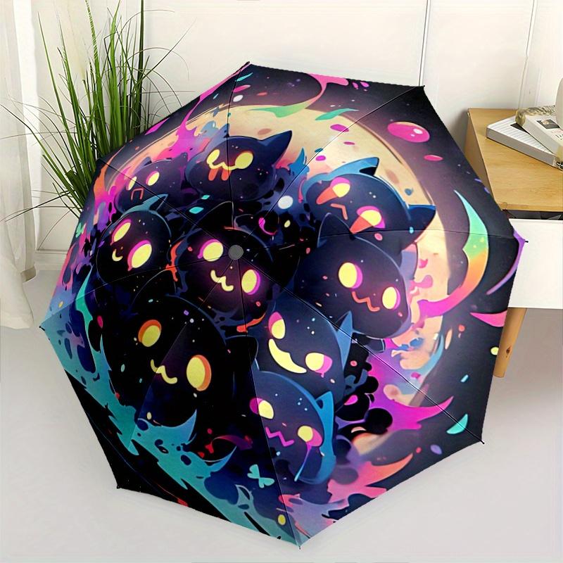 

1pc Kitten Group Automatic Folding Umbrella - 3 Folding Design, Vivid Cartoon Pattern, Suitable for Outdoor Activities, A Gift for Fans In All Se