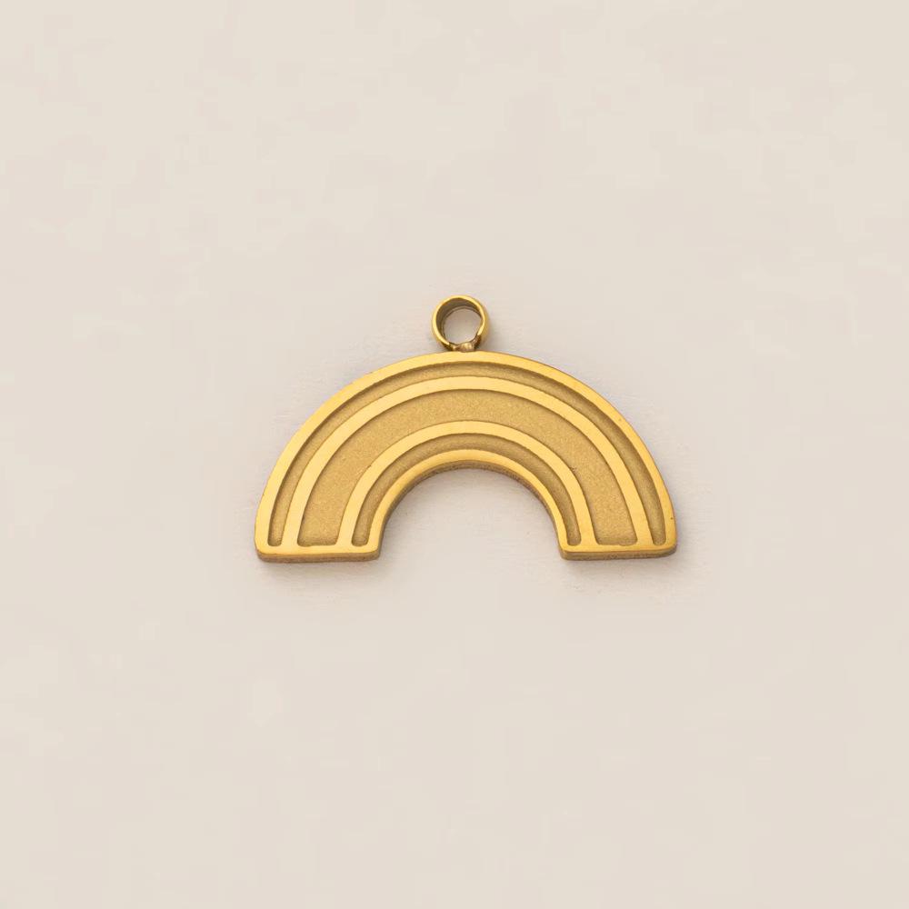 Sun Moon Stars 18K Gold-Plated Stainless Steel Pendant with Movable Link Chain