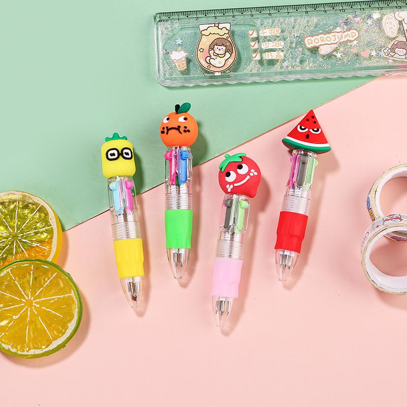 Cute Retractable Round Ballpoint Pens, Stick Construction Type, Plastic Material, for School and Office Supplies
