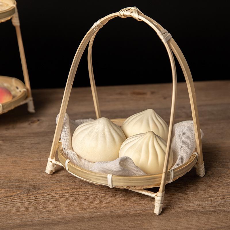 Hand-Woven Bamboo Multi-Layer Tea and Pastry Stand - Fruit and Snack Display Basket