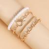 Accessories, Punk Simple Stacked Metal Chains Mixed And Matched Imitation Pearl Jewelry, Bracelet Set For Women