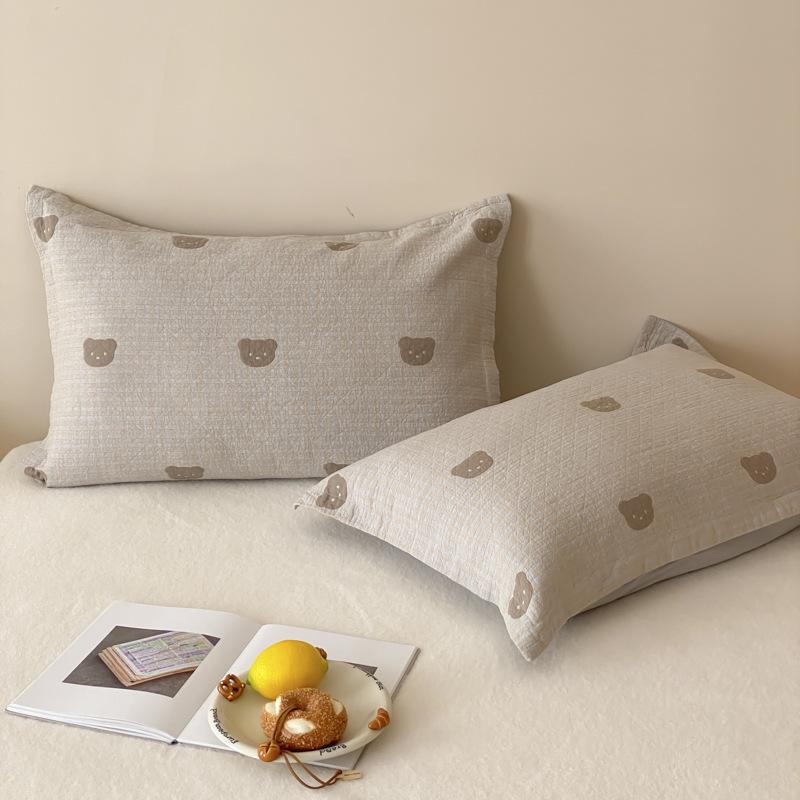 Cartoon Cotton Jacquard Pillowcase Set: 4-Layer Gauze, Soft, Breathable, Universal for All Seasons (Set of 2)