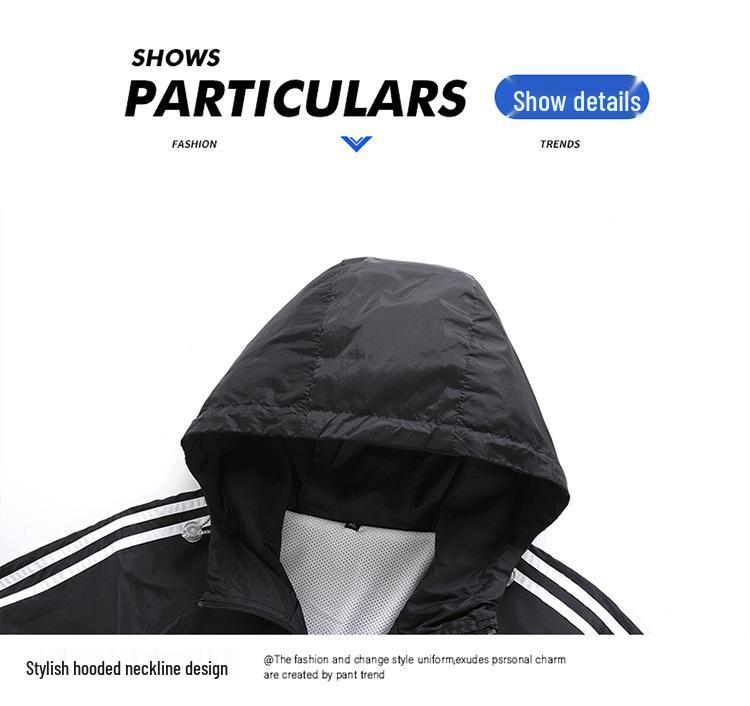 Men’s Autumn Hooded Top: Trendy Loose-Fit Three-Stripe Sports Jacket