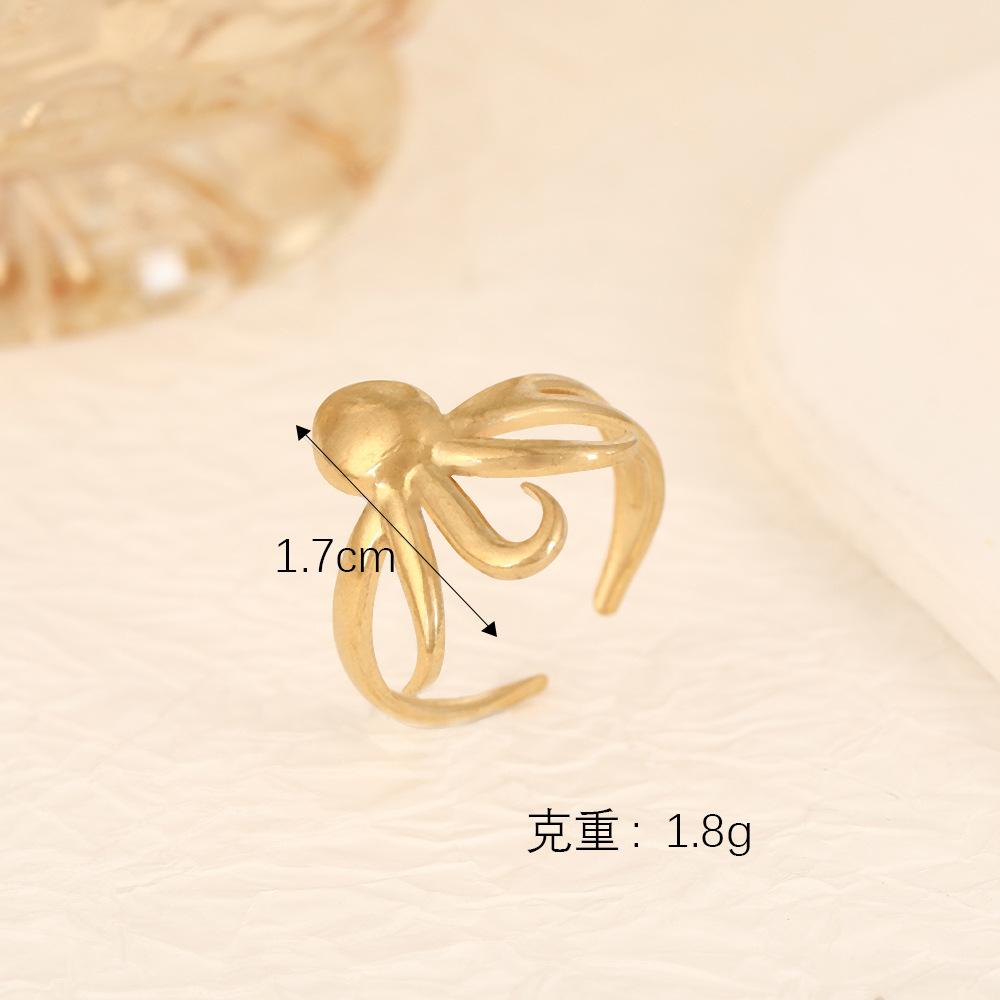 Stainless Steel Gold Color Rings Women Trendy Heart Moon Star Snake Open Rings Geometric Zircon Birthday Gift Wholesale