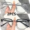 2PCS Fashion Square Myopia Glasses Anti-blue Light Glasses Men Rectangle Semi Rimless Eyewear for Women Office Computer Goggle