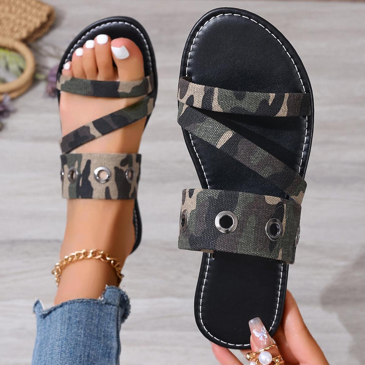 

Women s large size 2024 summer new shoes flats one-word slippers women 43 армія зелений колір