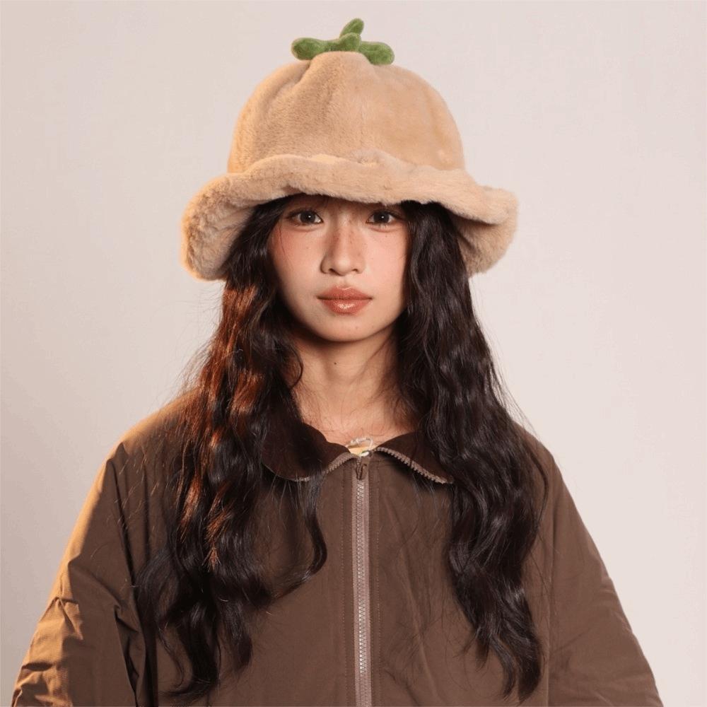 Tomato Winter Fisherman Hat Rolled-up Beanie Hat Cute Plush Bucket Hat  Outdoor