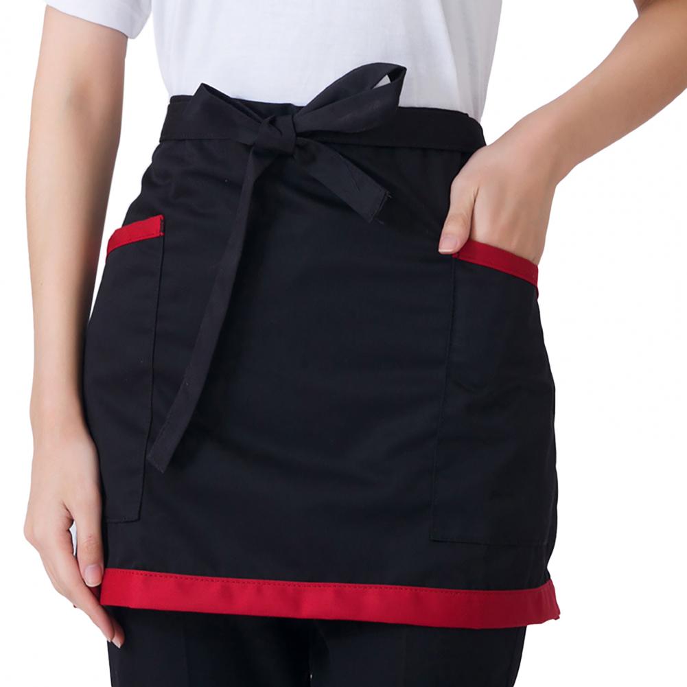 Kitchen Cooking Apron Unisex Striped Plaid Apron With Pocket Waterproof Men Women Waist Apron For Restaurant Bar Short Pinafore
