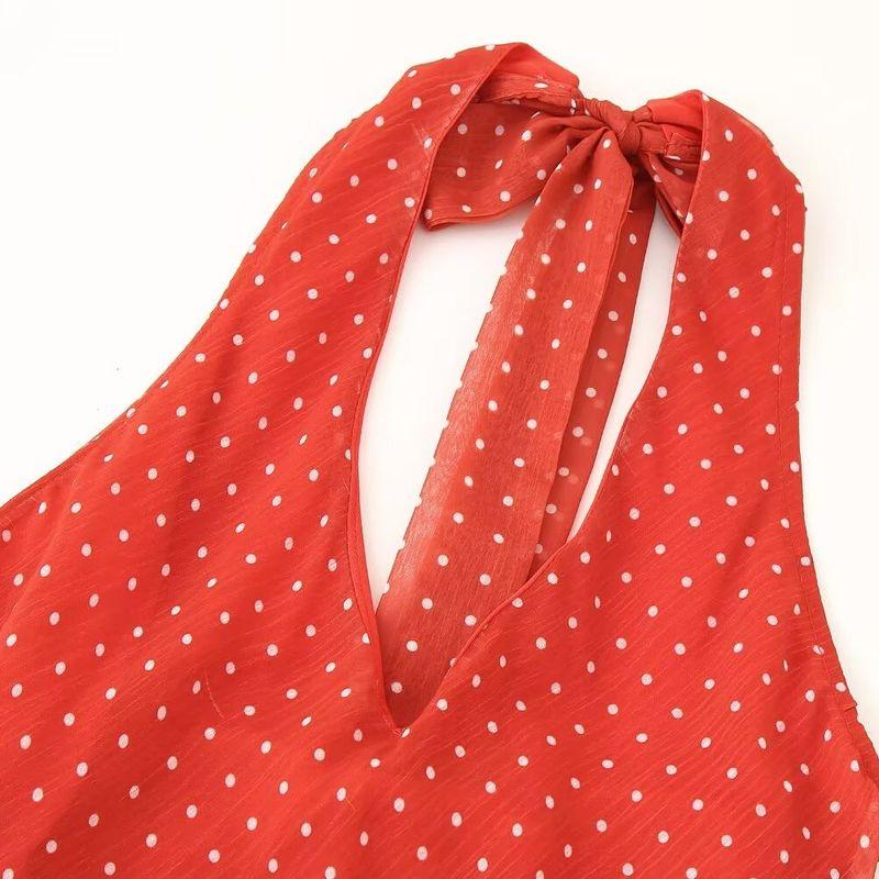 Kaslead New Arrival Women's Clothing Fashion Style Fashion Minimalist V-neck Halter Lace Up Slim Fit Backless Dress