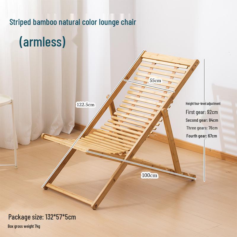 Premium Widened Bamboo Folding Lounge Chair for Home & Outdoor Use - Reinforced & Cool for Summer Relaxation