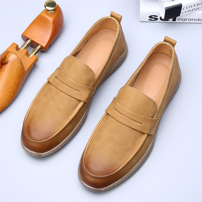 New Spring and Summer Men's Shoes One-pedal Leather Comfortable Breathable Men's Shoes Versatile Casual Doudou Shoes